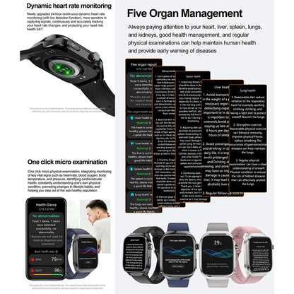 2026 New Nursing Grade Uric Acid Blood Lipids Smart Watch Men ECG+PPG Blood Pressure Heart Rate Bluetooth Call Health Smartwatch