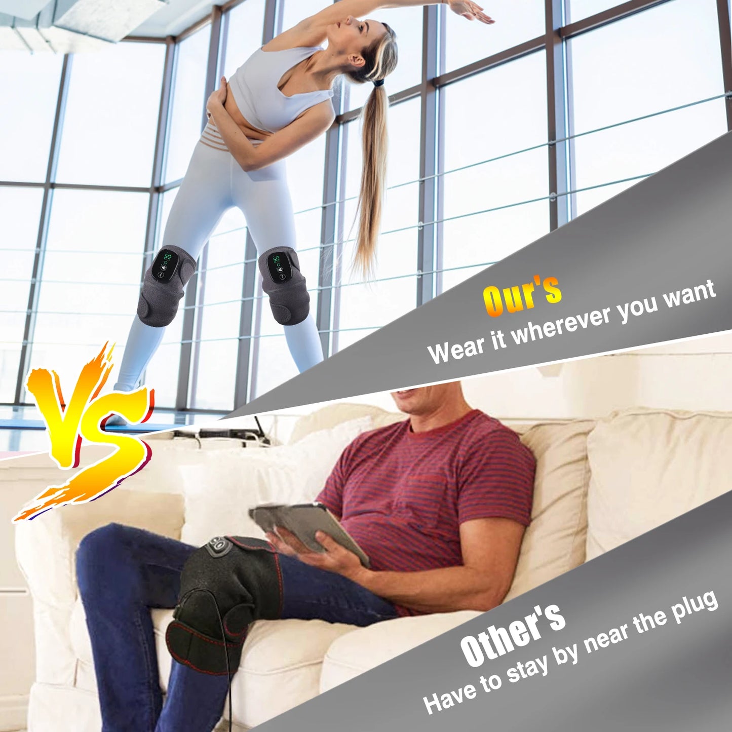 Eletric Heating Knee Massage Device Vibration Knee Pads for Shoulder Elbow Joint Warm Massage