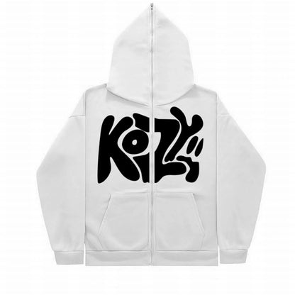 unisex fashionable full zip hoodie, casual zipper hoodie