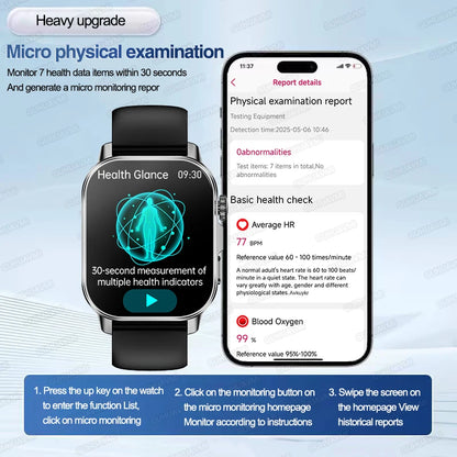 New Men Accurate Health Diagnosis ECG Smart Watch