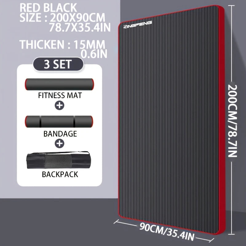 15mm NBR Yoga Mat Anti Slip Thickened Style for Beginners, Home Yoga Mat for Sports, Dance, Fitness Floor Mat Equipment