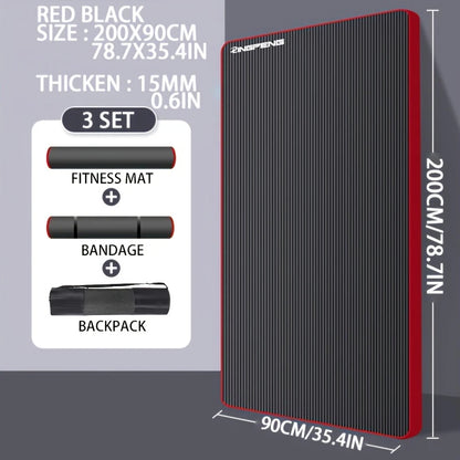 15mm NBR Yoga Mat Anti Slip Thickened Style for Beginners, Home Yoga Mat for Sports, Dance, Fitness Floor Mat Equipment