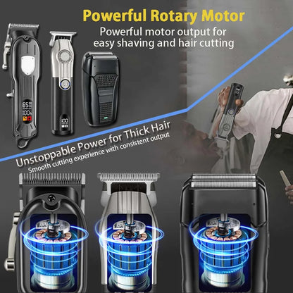 Professional Hair Clipper Set for Men, Cordless Haircut Kit with LED Display.