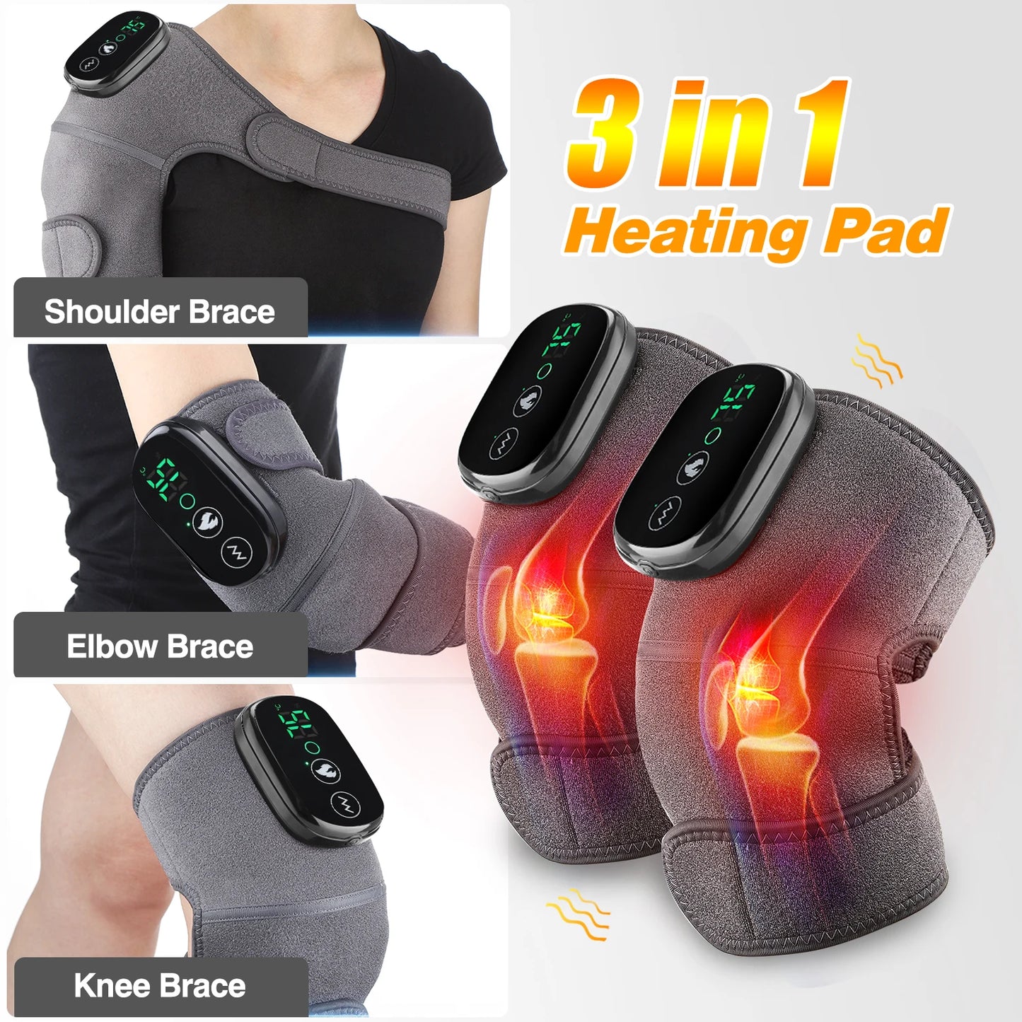 Eletric Heating Knee Massage Device Vibration Knee Pads for Shoulder Elbow Joint Warm Massage