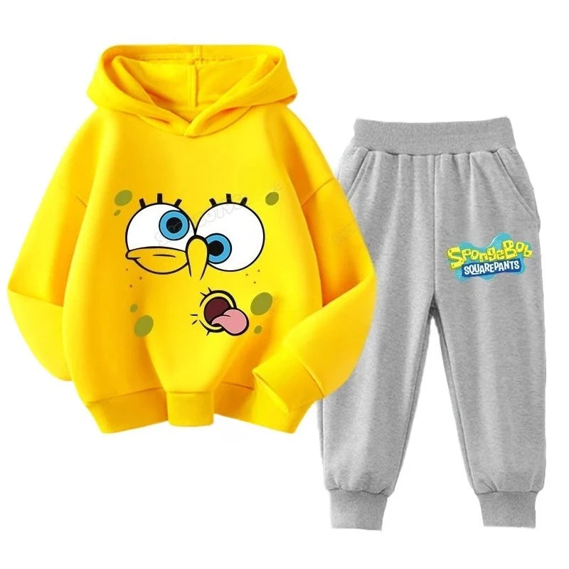 SpongeBobs Kids Sportswear Set Patrick Star Hoodies Sweatpants Girl Boy Hooded Sweatshirt