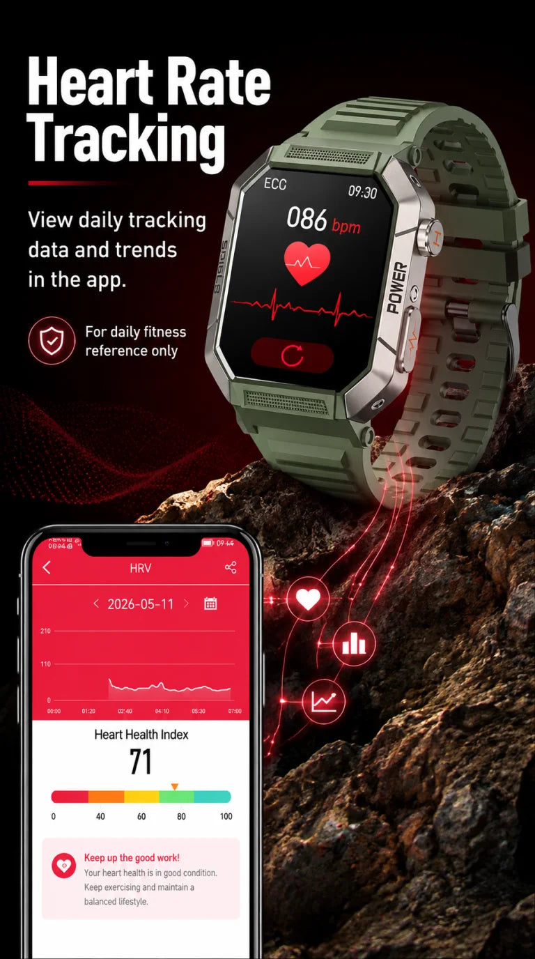 Military Smart Watch Men IP68Waterproof BT Call Fitness Tracker Heart Rate ECG Monitor