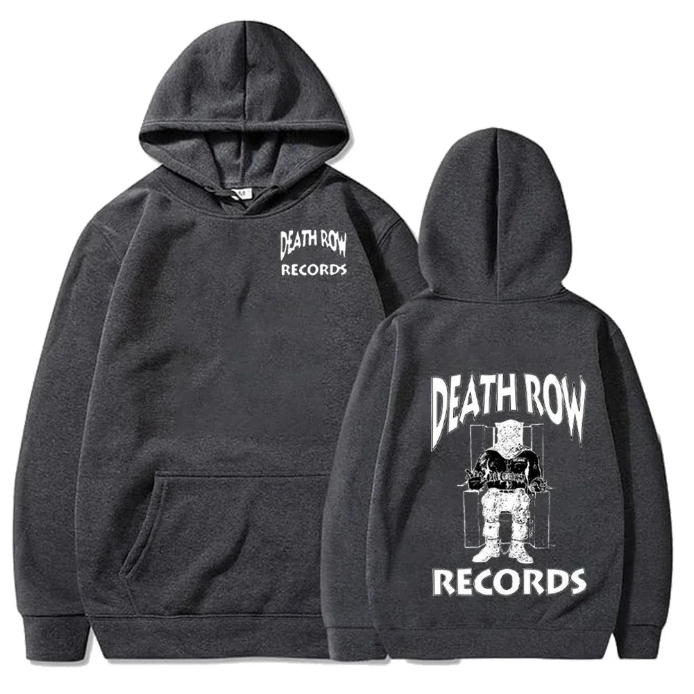 Death Row Inmate Record Print Hip-hop Street Cool Men Hooded Sweatshirt Autumn Winter Daily