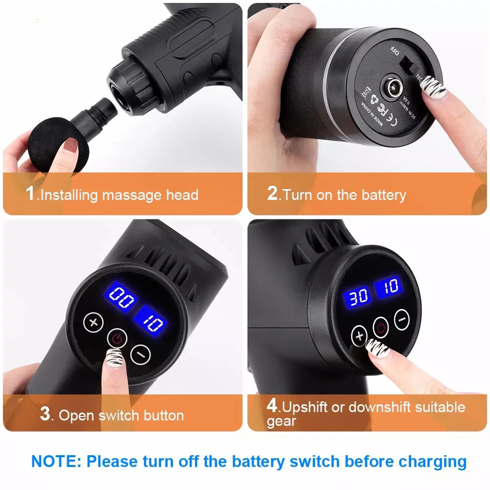 Massager Body Neck Back Deep Tissue Muscle Relaxation Pain Relief Fitness Fascial Massage Gun