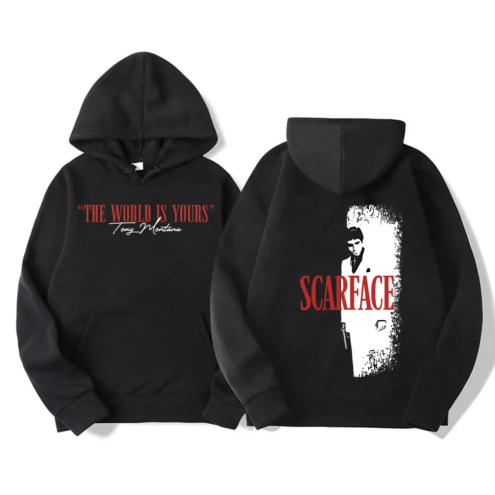 Classic Scarface Movie Hoodies Men Women Retro Gothic Pullovers Sweatshirts The World Is Your Tony Montana Streetwear