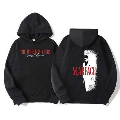 Classic Scarface Movie Hoodies Men Women Retro Gothic Pullovers Sweatshirts The World Is Your Tony Montana Streetwear