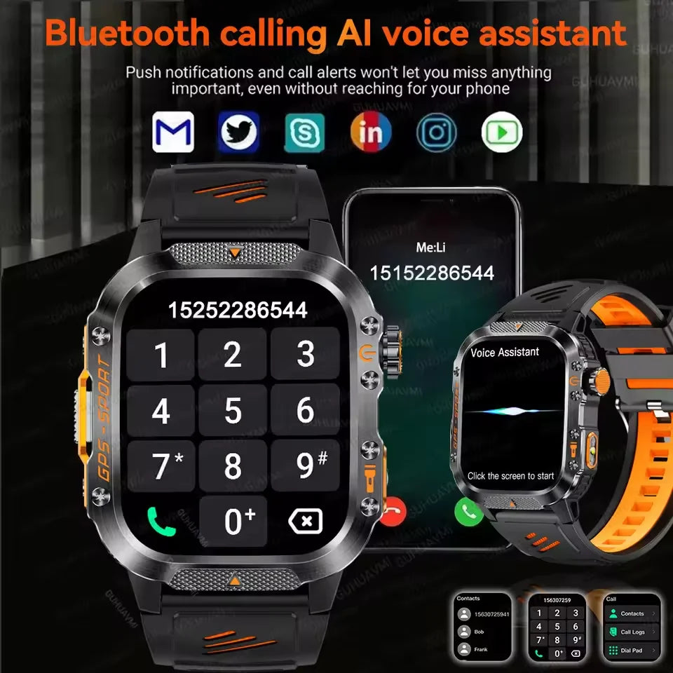GPS T-Rex 3 Swim Sports Smart Watch 10ATM Waterproof Bracelet Flashlight Compass Bluetooth call Men Fitness Military Smartwatch