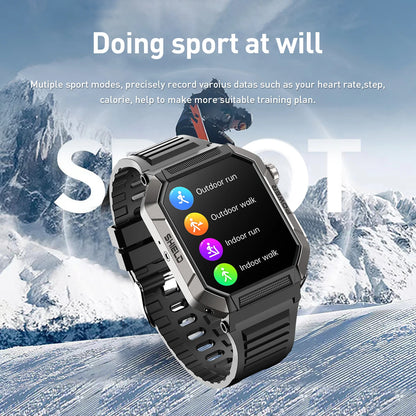 Military Smart Watch Men IP68Waterproof BT Call Fitness Tracker Heart Rate ECG Monitor