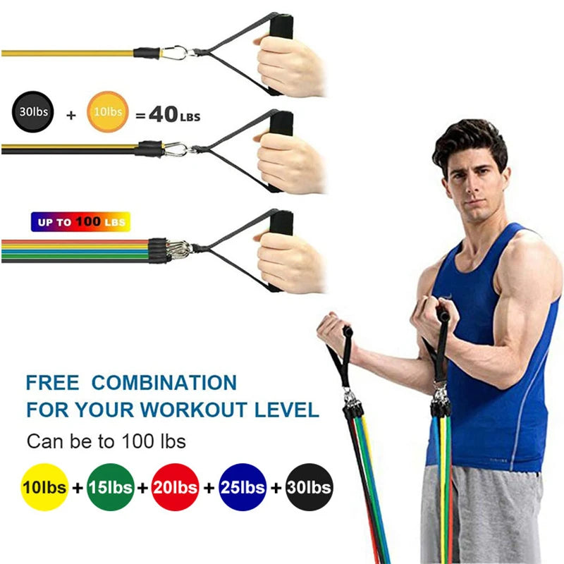 11pcs/Set Pull Rope, Resistance Bands, Portable Fitness Equipment