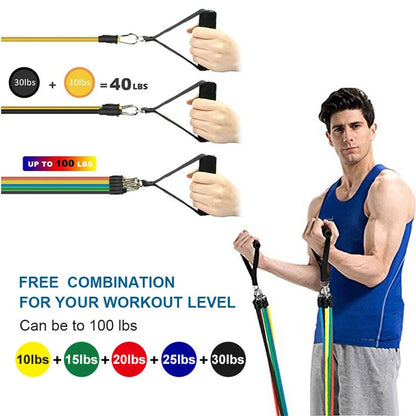 11pcs/Set Pull Rope, Resistance Bands, Portable Fitness Equipment