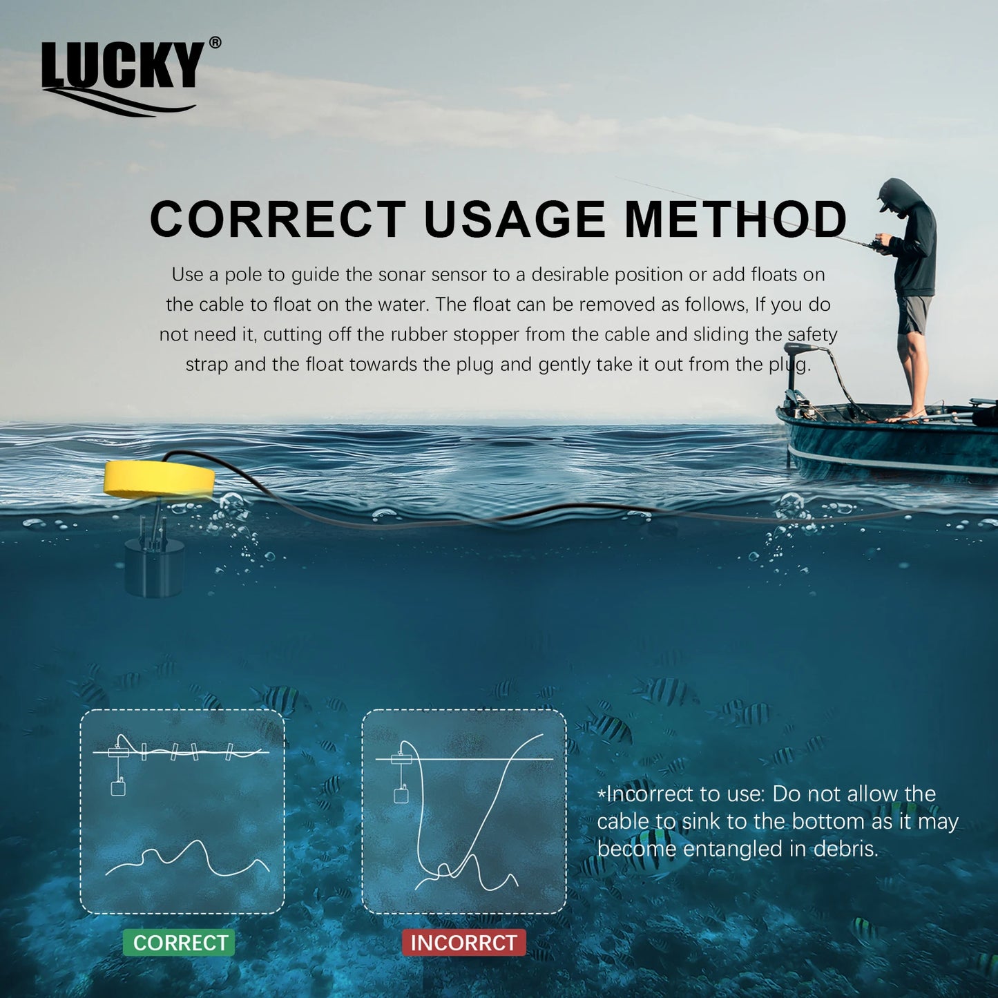FFC1108-1 Alarm 100M Portable Sonar Fish Finders