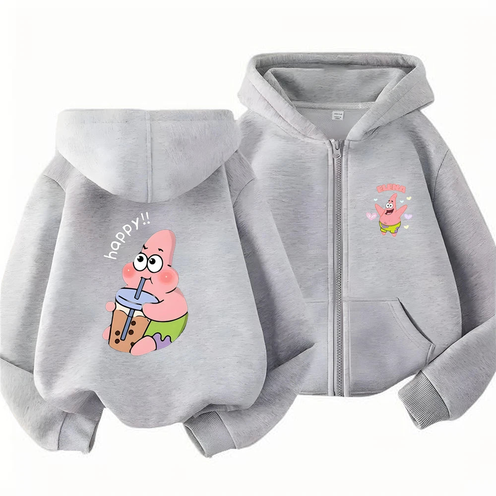 Hoodies Coat SpongeBob SquarePants Children gifts Zipper style Girls Boys Age 3-12 Kids Fashion