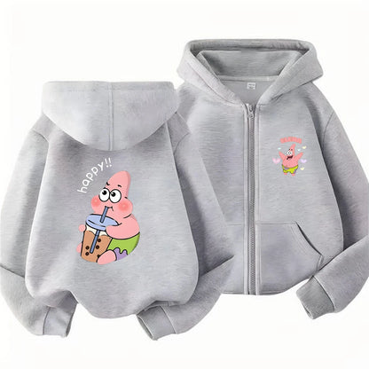 Hoodies Coat SpongeBob SquarePants Children gifts Zipper style Girls Boys Age 3-12 Kids Fashion