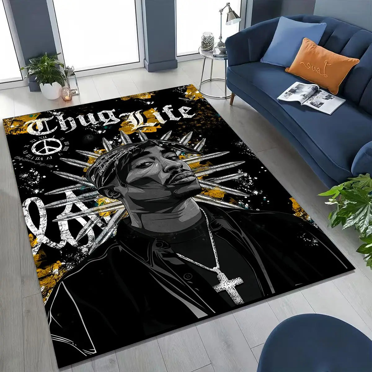 Tupac 2pac Rapper Eminem Hip Hop Rap God Art Rug for Bedroom Living Room Sofa Home Doormat Decor,