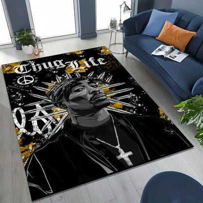Tupac 2pac Rapper Eminem Hip Hop Rap God Art Rug for Bedroom Living Room Sofa Home Doormat Decor,
