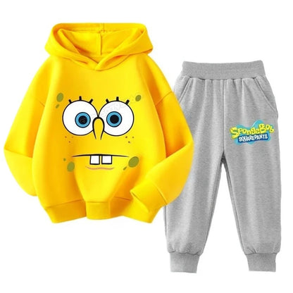 SpongeBobs Kids Sportswear Set Patrick Star Hoodies Sweatpants Girl Boy Hooded Sweatshirt