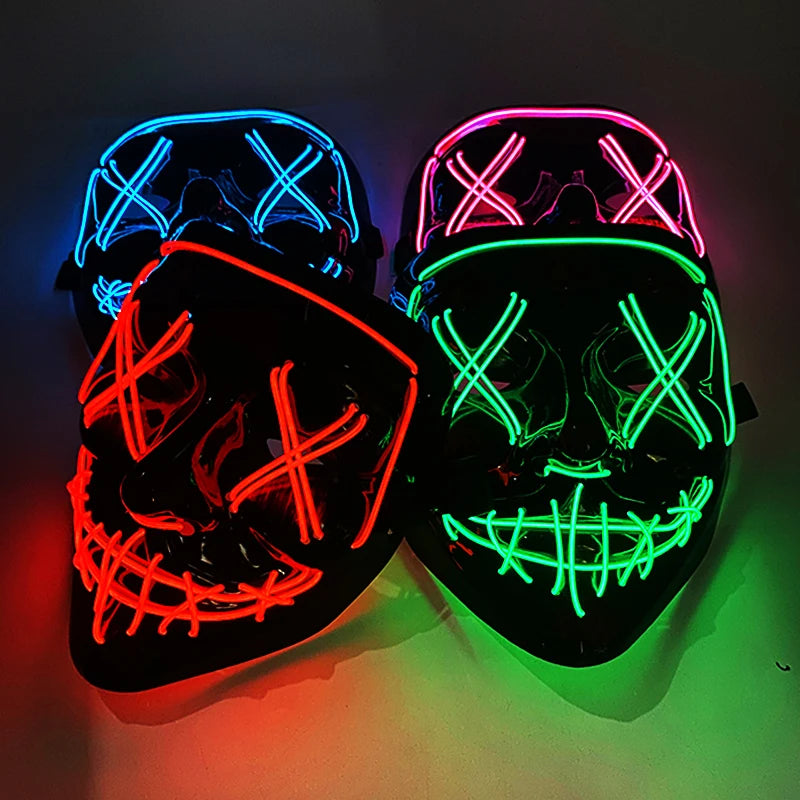 Wireless Neon LED Purge Mask Glow in The Dark Cosplay Horror Mask Halloween