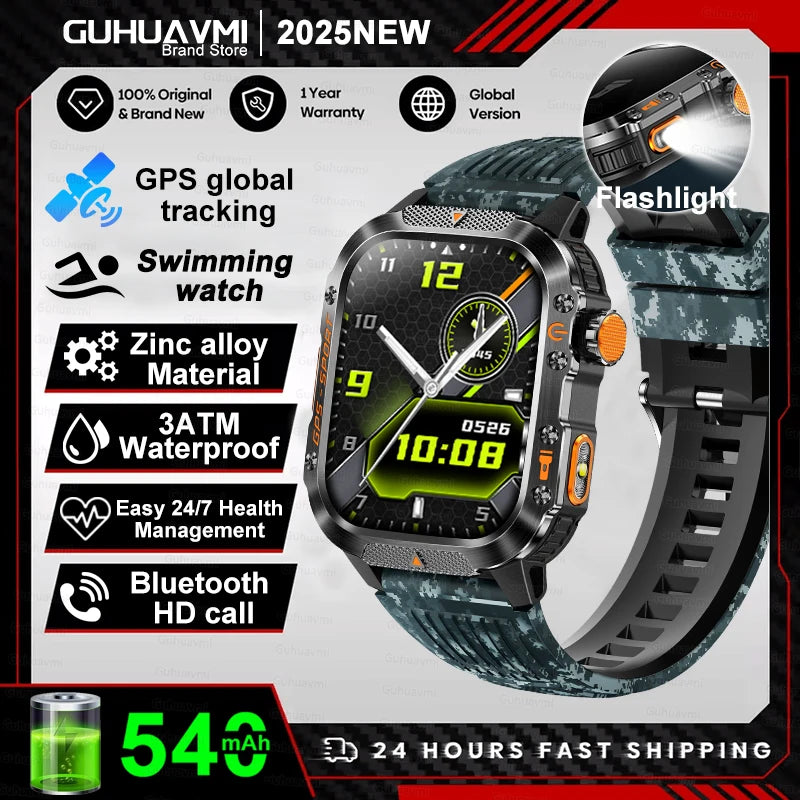 GPS T-Rex 3 Swim Sports Smart Watch 10ATM Waterproof Bracelet Flashlight Compass Bluetooth call Men Fitness Military Smartwatch