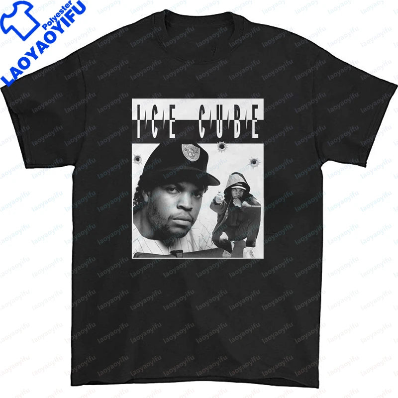 Men Clothing Ice Cube Rapper Hip Hop T-Shirt Vintage Rapper Graphic