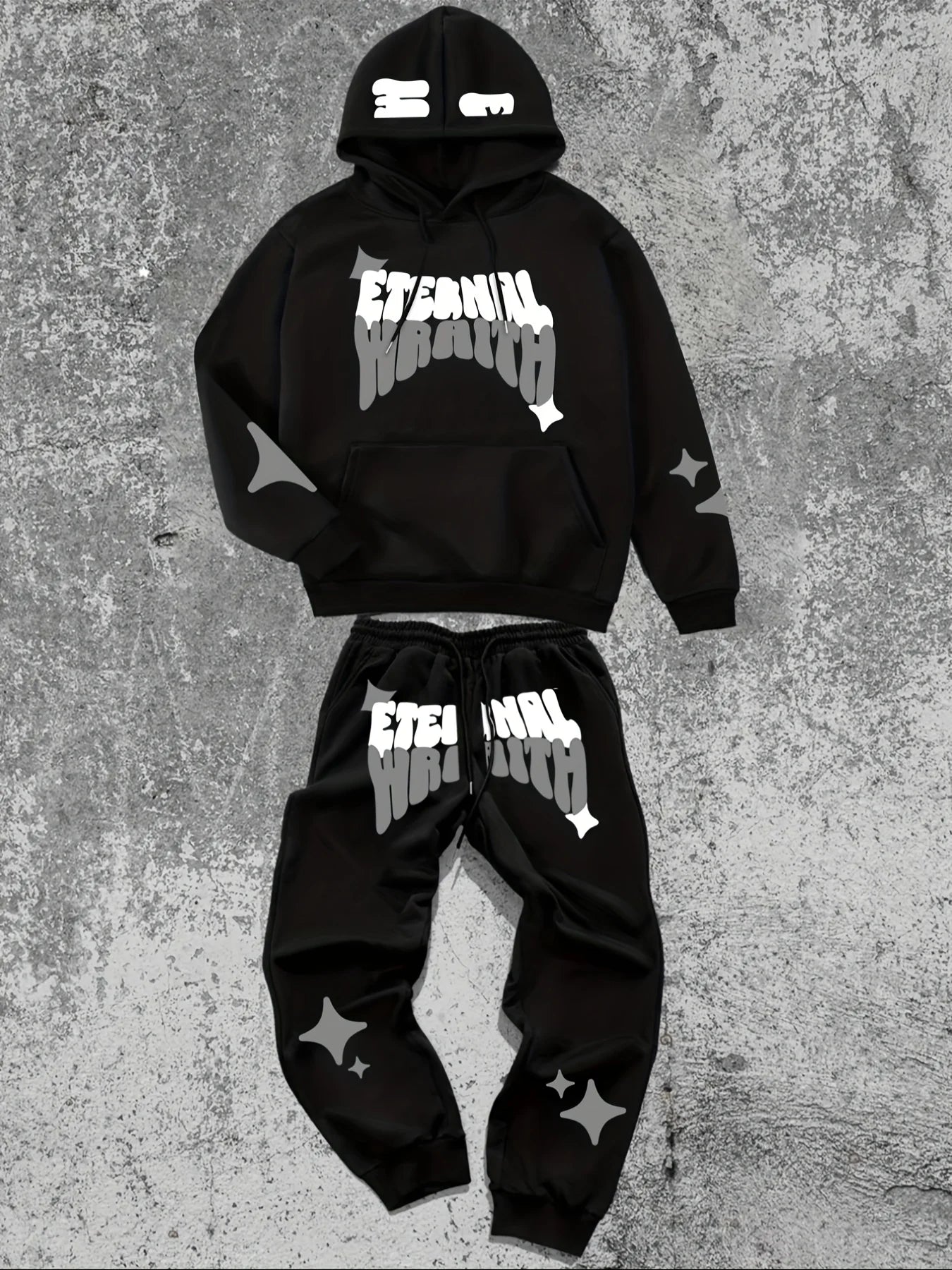 Spring and Autumn new men's hoodie set is a casual and fashionable streetwear collection with letter prints