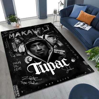 Tupac 2pac Rapper Eminem Hip Hop Rap God Art Rug for Bedroom Living Room Sofa Home Doormat Decor,