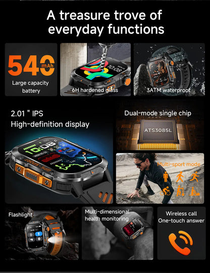 GPS T-Rex 3 Swim Sports Smart Watch 10ATM Waterproof Bracelet Flashlight Compass Bluetooth call Men Fitness Military Smartwatch