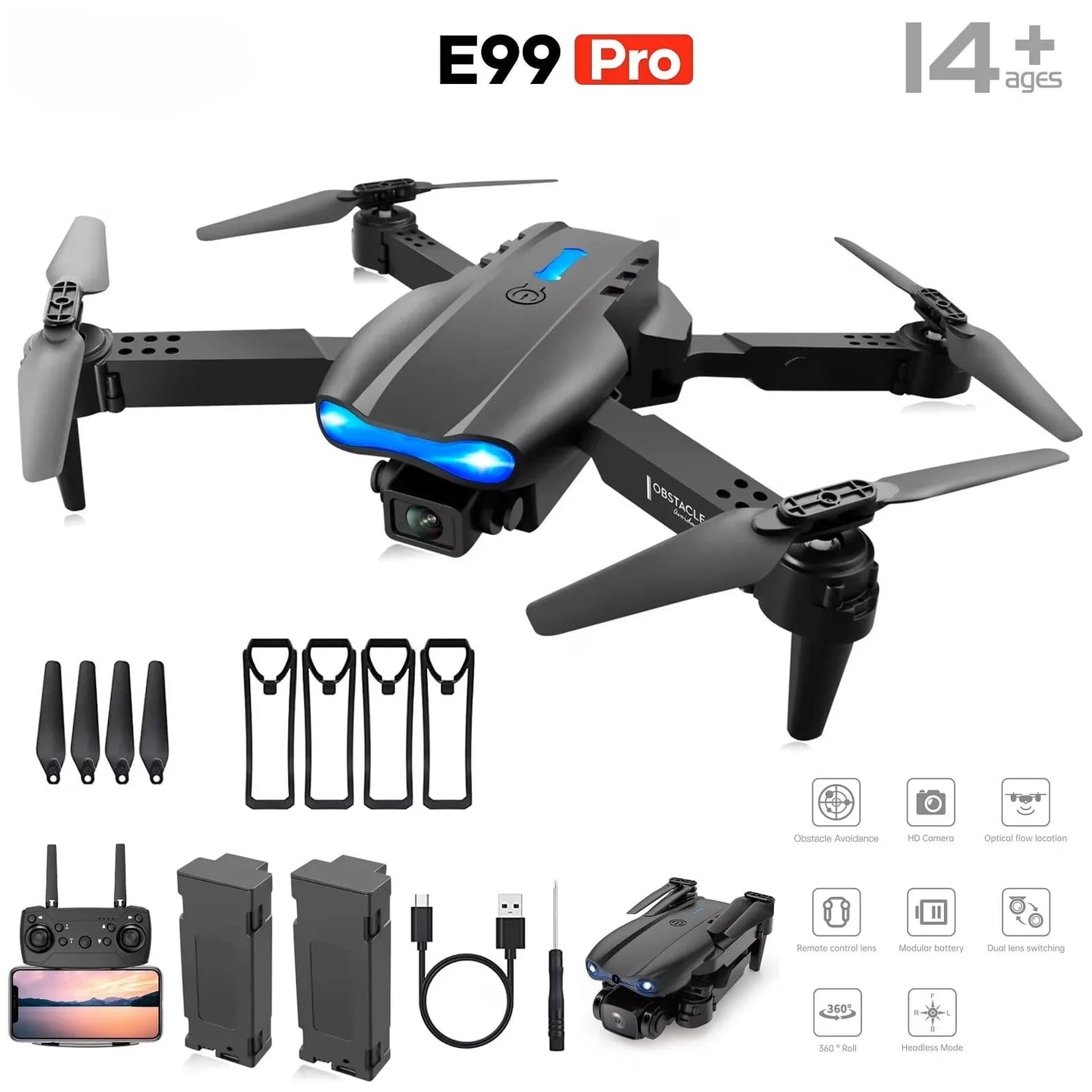 The 2026 Upgraded E88PRO MAX Foldable Drone Features Dual Cameras, Extra Batteries
