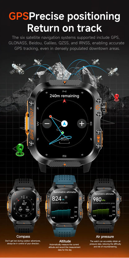 GPS T-Rex 3 Swim Sports Smart Watch 10ATM Waterproof Bracelet Flashlight Compass Bluetooth call Men Fitness Military Smartwatch