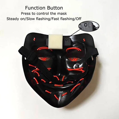 Wireless Neon LED Purge Mask Glow in The Dark Cosplay Horror Mask Halloween