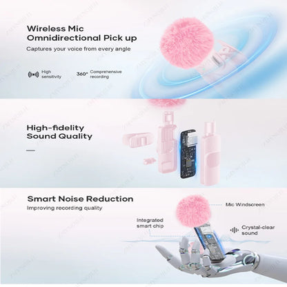 Wireless Lavalier Microphone Portable Mini Mic for iPhone Android PC Camera – Video Recording Live Streaming Vlog Gaming