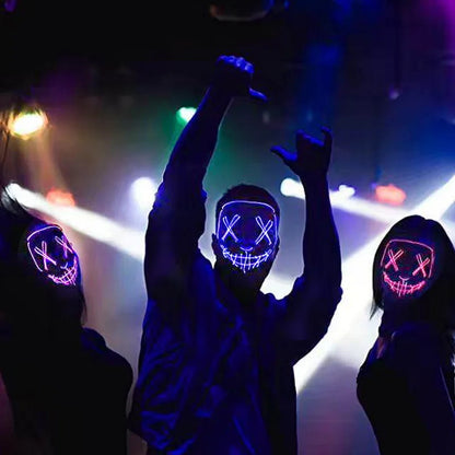 Wireless Neon LED Purge Mask Glow in The Dark Cosplay Horror Mask Halloween