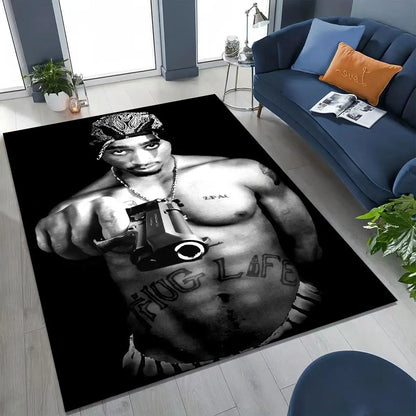 Tupac 2pac Rapper Eminem Hip Hop Rap God Art Rug for Bedroom Living Room Sofa Home Doormat Decor,