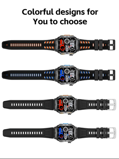 New Military Grade Smart Watch Men 2.01" AMOLED Screen Flashlight 5ATM Waterproof Swim Sports Fitness Tracker Call Smartwatches