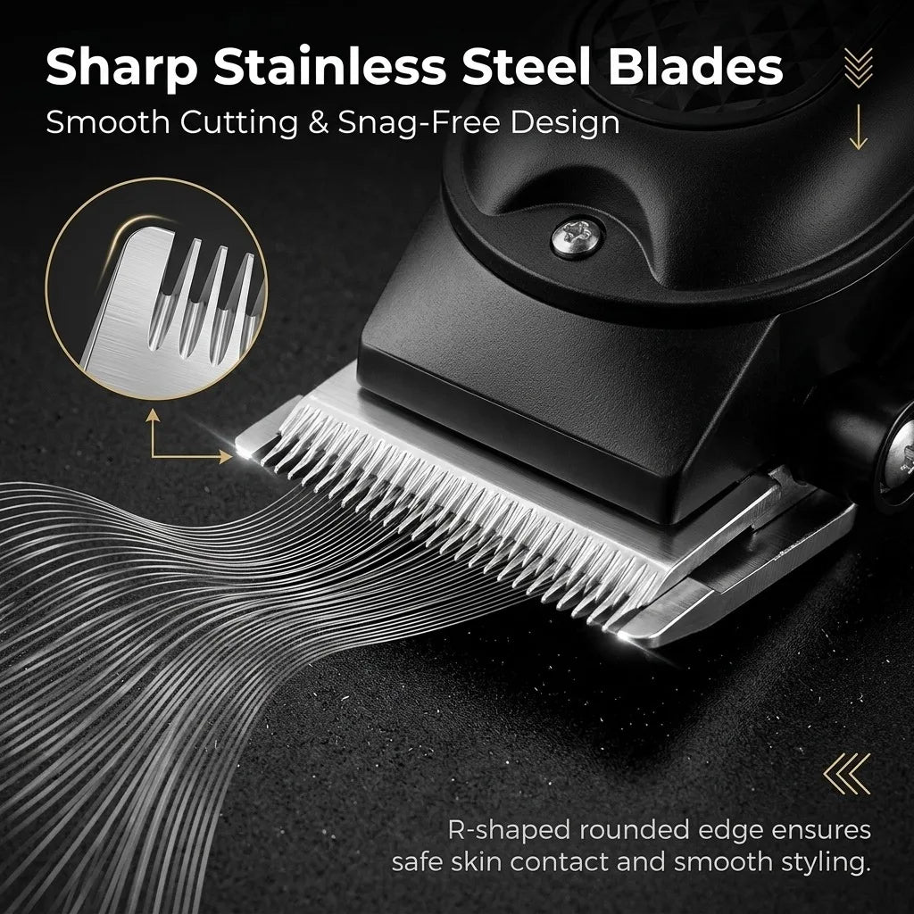 Professional 3-in-1 Electric Hair Clipper Set with LED Display.