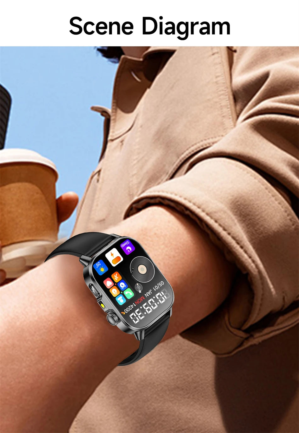 New Men Accurate Health Diagnosis ECG Smart Watch