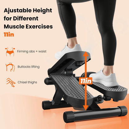 JHK Mini Stepper with Resistance Bands 300 LBS Weight Capacity Hydraulic Home Stepper Machine