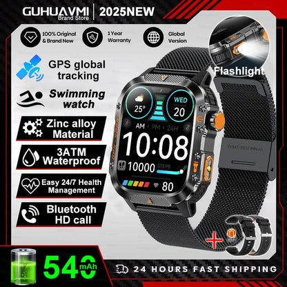 GPS T-Rex 3 Swim Sports Smart Watch 10ATM Waterproof Bracelet Flashlight Compass Bluetooth call Men Fitness Military Smartwatch