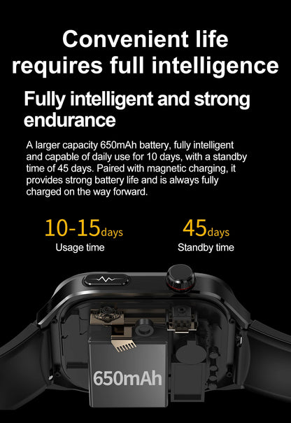 2026 New Nursing Grade Uric Acid Blood Lipids Smart Watch Men ECG+PPG Blood Pressure Heart Rate Bluetooth Call Health Smartwatch