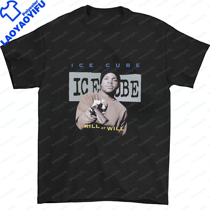 Men Clothing Ice Cube Rapper Hip Hop T-Shirt Vintage Rapper Graphic
