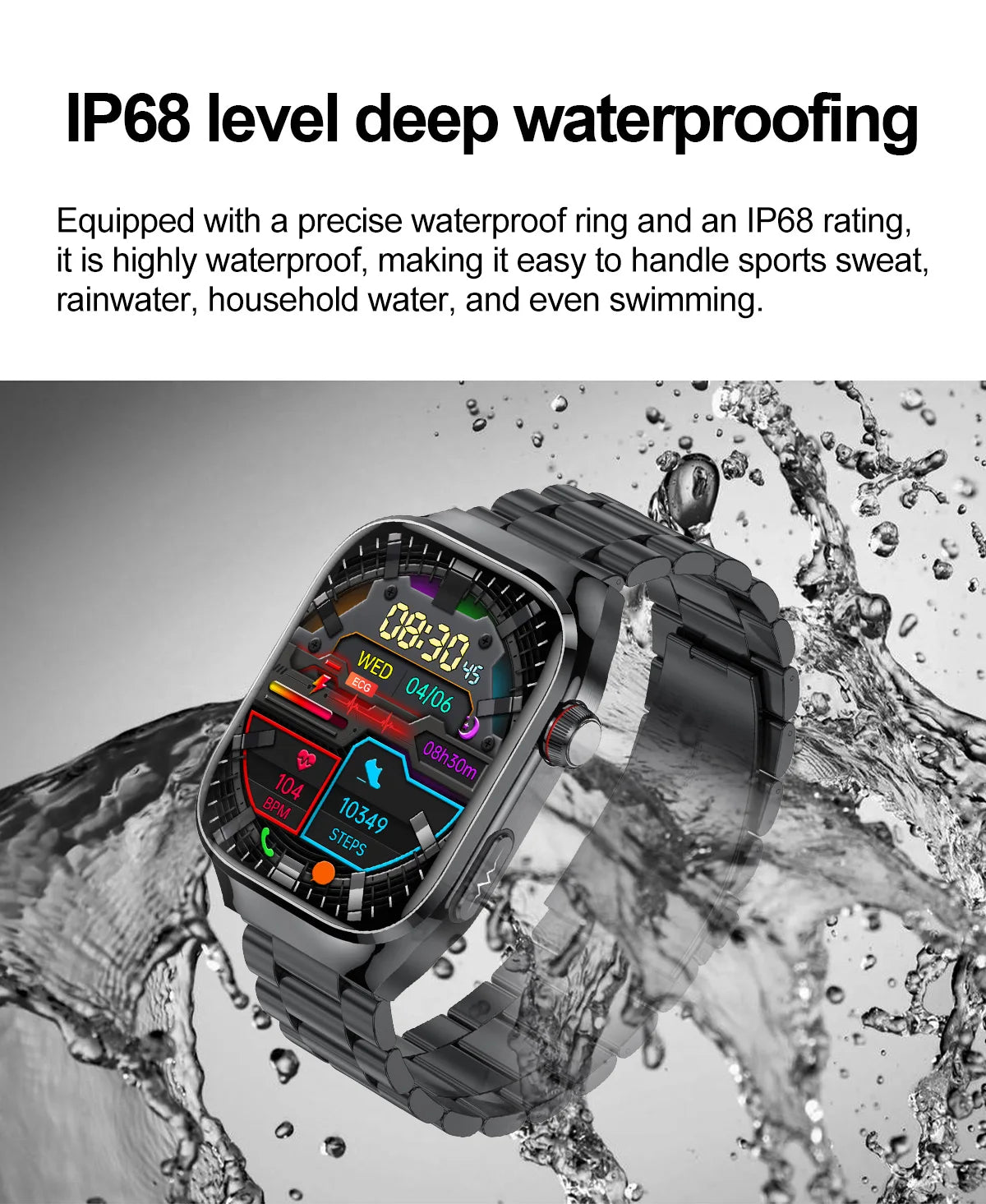 2026 New Nursing Grade Uric Acid Blood Lipids Smart Watch Men ECG+PPG Blood Pressure Heart Rate Bluetooth Call Health Smartwatch