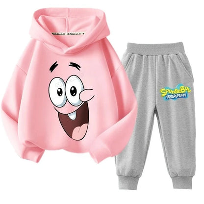 SpongeBobs Kids Sportswear Set Patrick Star Hoodies Sweatpants Girl Boy Hooded Sweatshirt