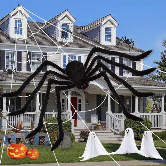 Halloween Decoration Party Prop Outdoor Giant Spider Decor 30-200cm Chamber Prank Black Spider