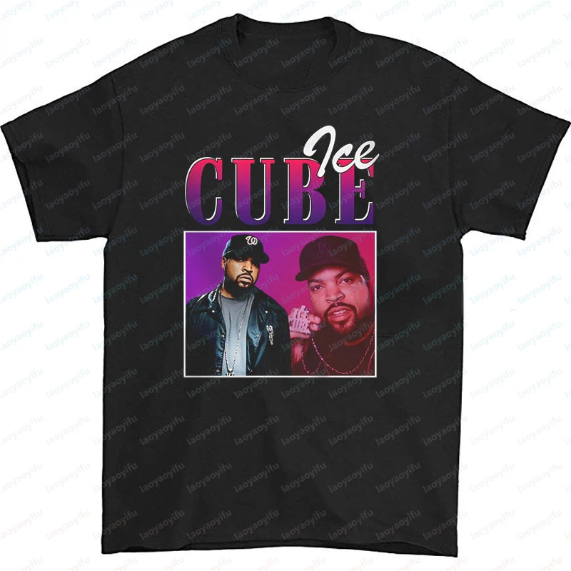Men Clothing Ice Cube Rapper Hip Hop T-Shirt Vintage Rapper Graphic