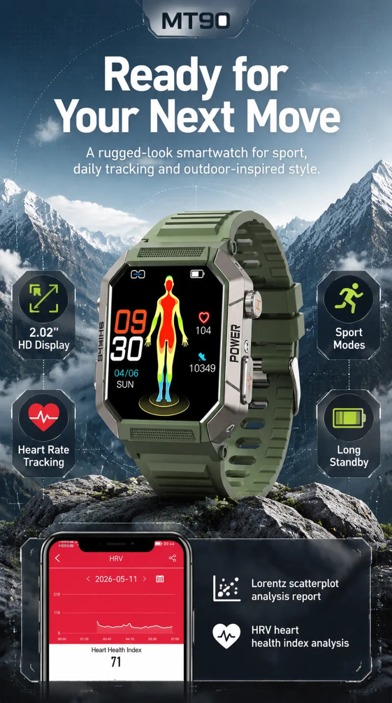 Military Smart Watch Men IP68Waterproof BT Call Fitness Tracker Heart Rate ECG Monitor