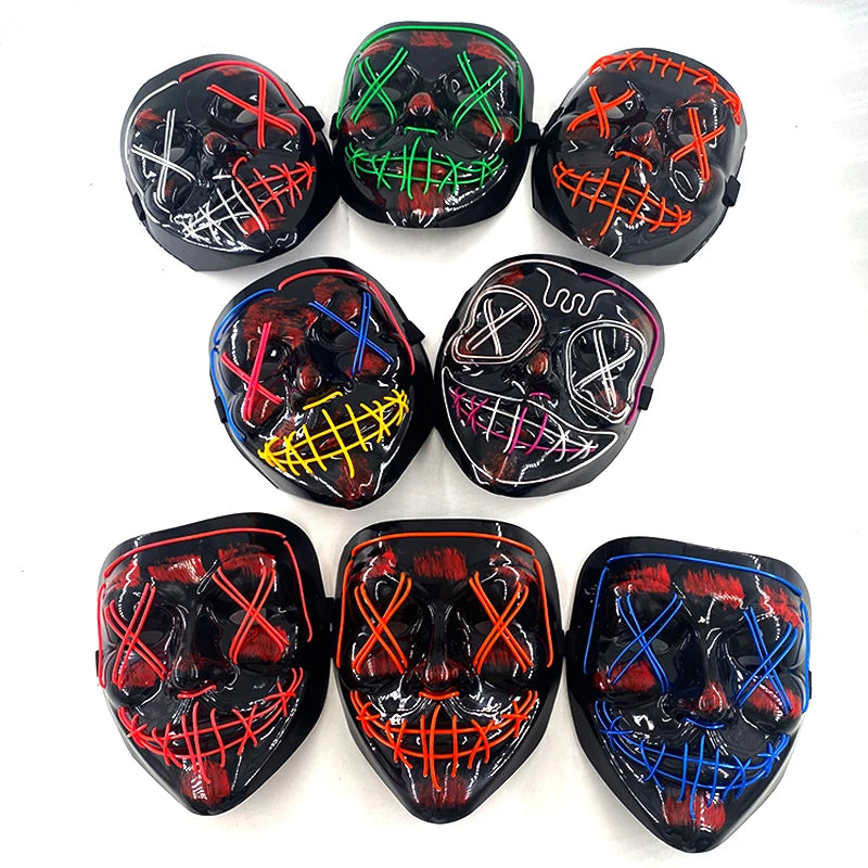 Wireless Neon LED Purge Mask Glow in The Dark Cosplay Horror Mask Halloween
