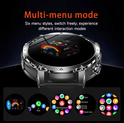 New 1400mAh Big Battery Smart Watch Men Outdoor GPS Flashlight IP68 Waterproof Bluetooth Call AMOLED Military Sports Smartwatch